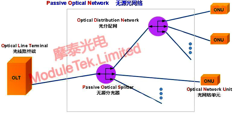 Network architecture diagram of PON