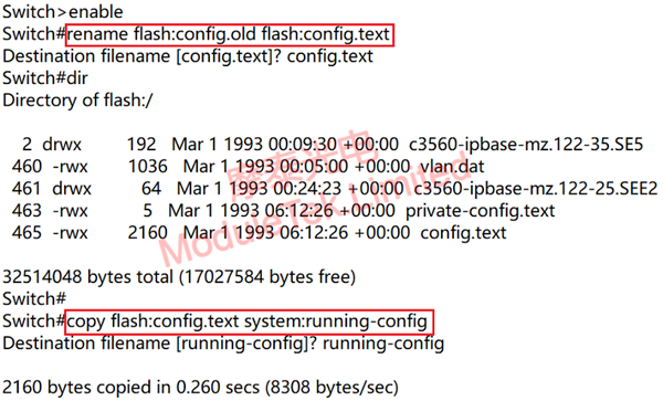 Use the configuration file as the running configuration