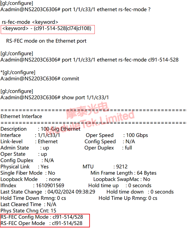 Configuring interface FEC mode