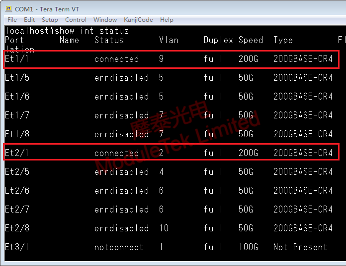 LINK results on Arista DCS-7060DX4-32-F